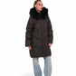 Nellie Genuine Fur Trim Down Fill Coat in Black