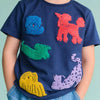 Children's Puppy Patch Round Neck T-Shirt - Navy