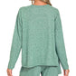 Zenana Soft Melange Long Sleeve Tee and Shorts Set - Farnelli