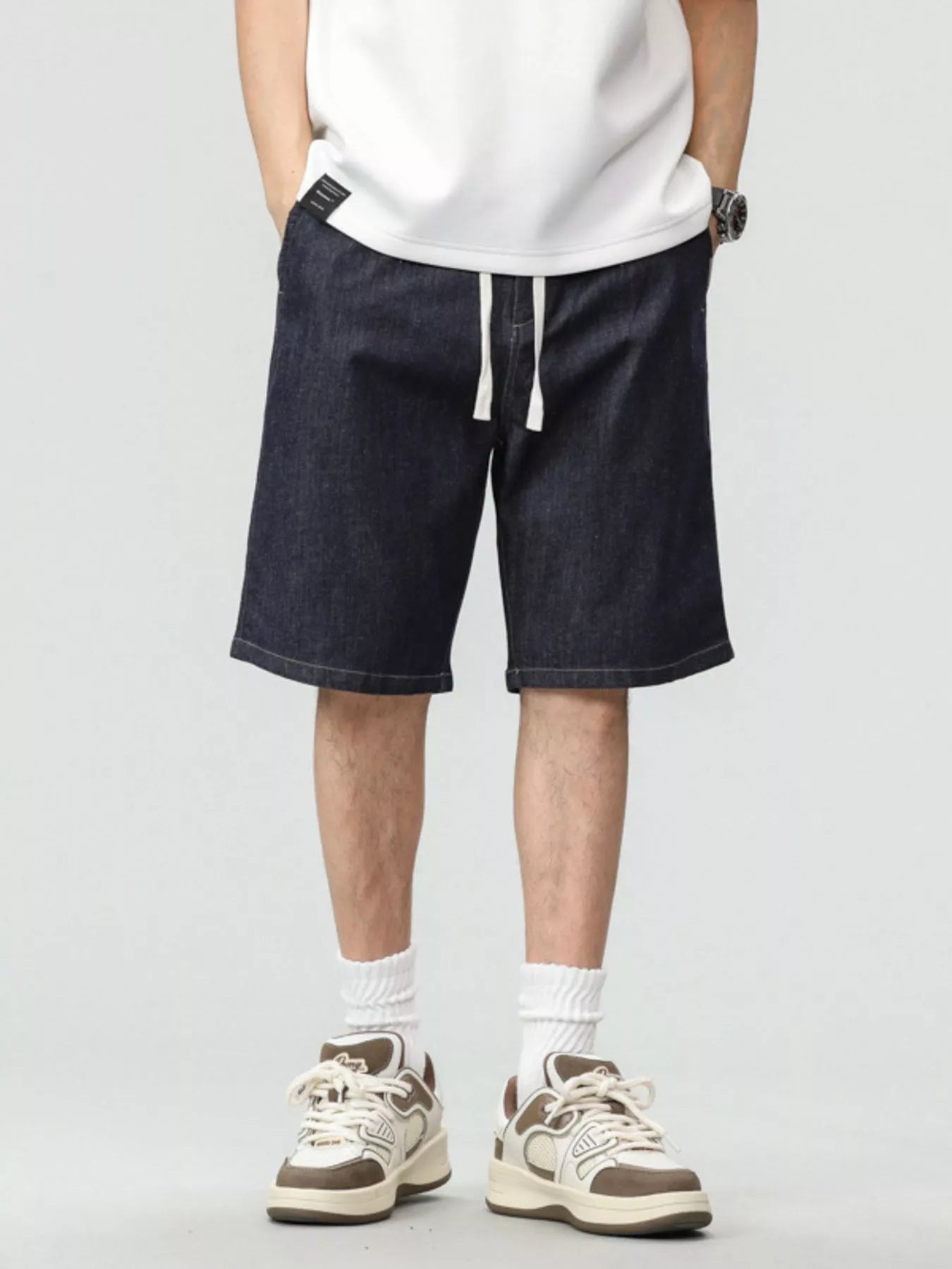 Men's Plus Size Drawstring Denim Shorts - Farnelli