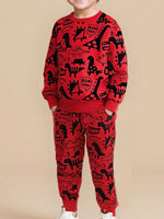 Children's Dinosaur Print Long Sleeve Sweatshirt & Pants Set - Farnelli