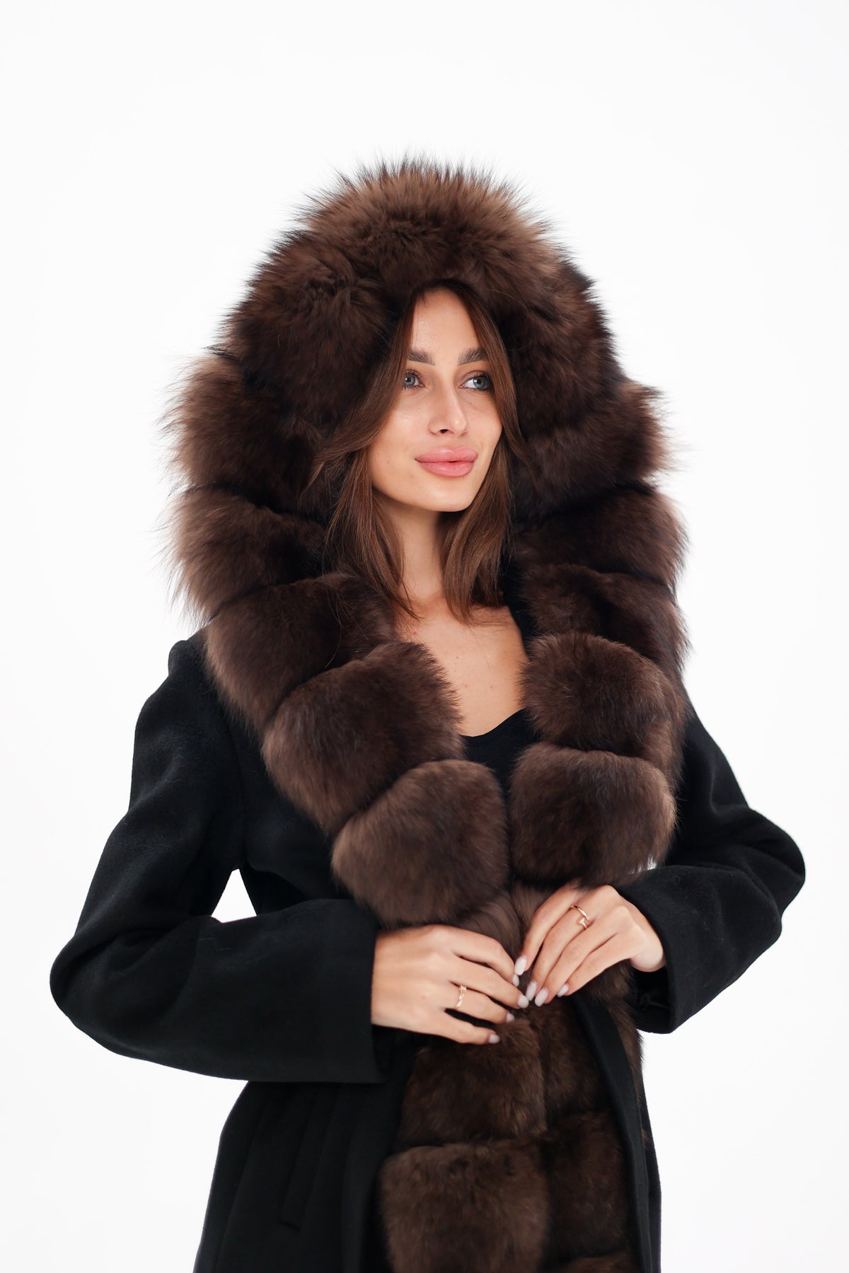 Genuine Alaska® Outerwear Company polar fox fur hooded virgin wool coat