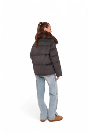 Alaska® Elisa genuine polar fox fur cashmere-effect down coat, stylish parka with fur trim and warm insulation, outdoor winter wear