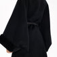 Genuine Scandinavian Mink Fur Double Face Wool Poncho