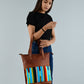 Multicoloured Leather Tote Bag