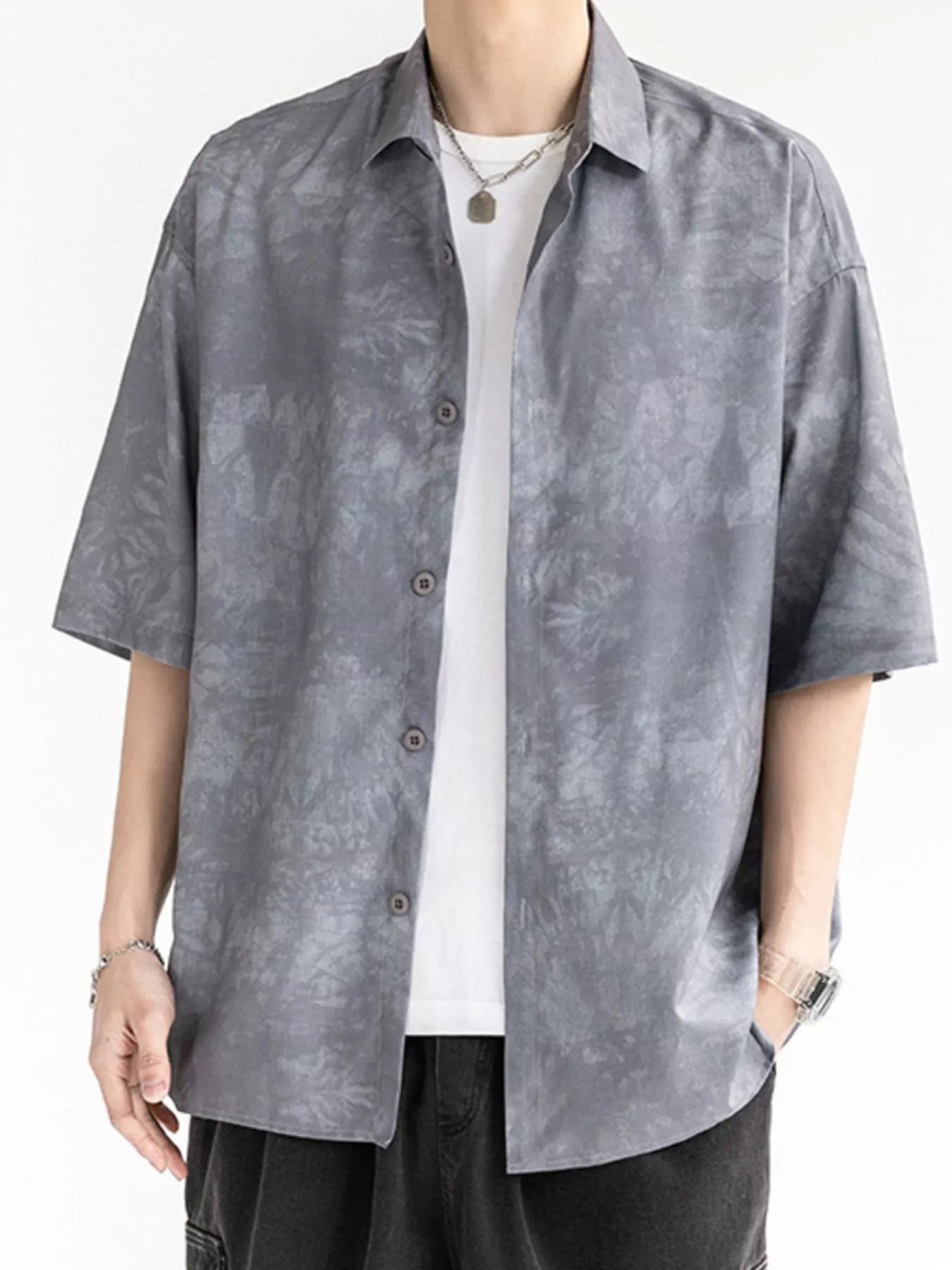 Men's Plus Size Casual Tie-dye Short Sleeve Shirt - Farnelli