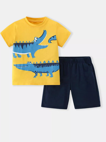 Children's Crocodile Short Sleeve T-Shirt & Shorts Set - Farnelli