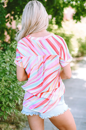 Cali Abstract Short Sleeve Blouse - Farnelli