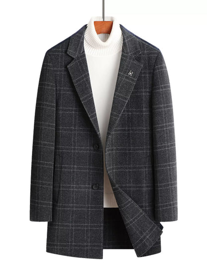 Men's Plus Size Plaid Wool Blend Overcoat - Farnelli