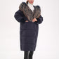 Rei Genuine Fur Trim Hooded Down Coat in Navy