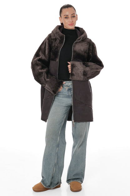 Hooded Eco-Suede Coat