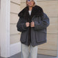 Rimini Genuine Fur Trim Wool Blend Parka in Graphite