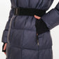 Cyrus Genuine Fur Trim Down Fill Coat in Navy