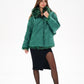 Reversible Genuine Silver Fox  Down Fill Coat in Emerald