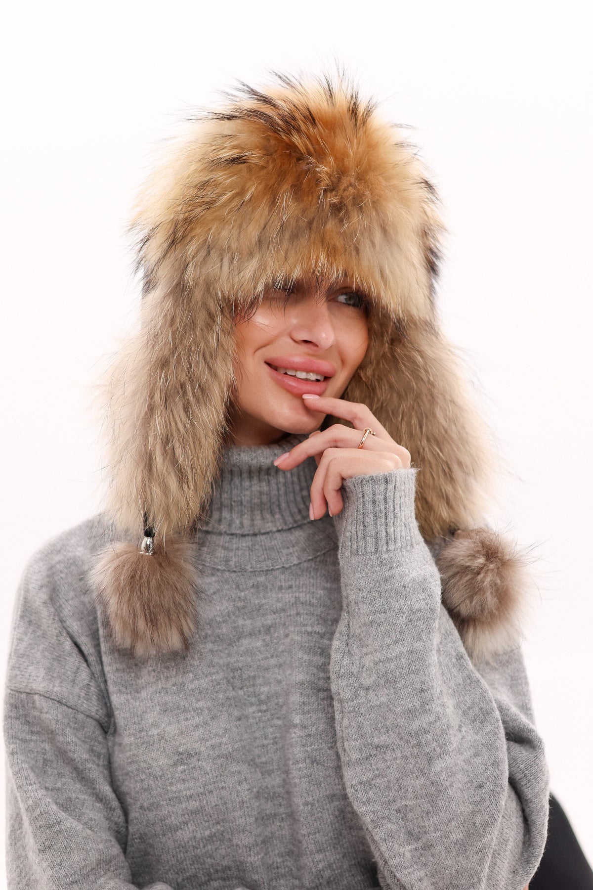 Genuine Racoon Fur Genuine Leather Hat