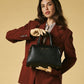 Zita (black) - Italian calf leather women's handbag (with shoulder strap)