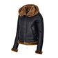 Women's Black Hooded B3 Flying Shearling Jacket