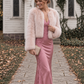 Blush Faux Fur Bridal Jacket with pockets (Anna Blu07)