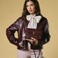 Mirella (eggplant) - Italian calf leather women's crossbody bag (with shoulder strap)