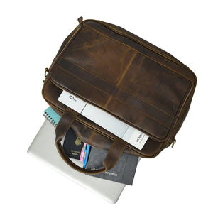 Leather Hudson Office Briefcase by Classy Leather Bags with sturdy handles and sleek design for professional use.