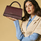 Federica (eggplant) - Italian calf leather women's crossbody bag (with shoulder strap)