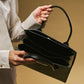 Patrizia (black) - Italian calf leather women's handbag (with shoulder strap)