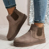 Round Toe Platform Boots - Khaki