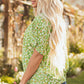 Yusra FloralRuffle Sleeve V Neck Blouse - Farnelli