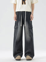 Men's Plus Size Wash Wide Leg Cargo Jeans - Farnelli