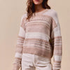 SO ME Variegated Stripe Textured Loose Fit Sweater - TAUPE