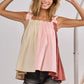 BiBi Frill Shoulder Strap Color Block Bodice Top - Farnelli