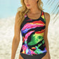 Printed Wide Strap Tankini Set - Farnelli