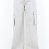 American Bazi Full Size Drawstring Wide Leg Cargo Pants Plus Size - Light Gray