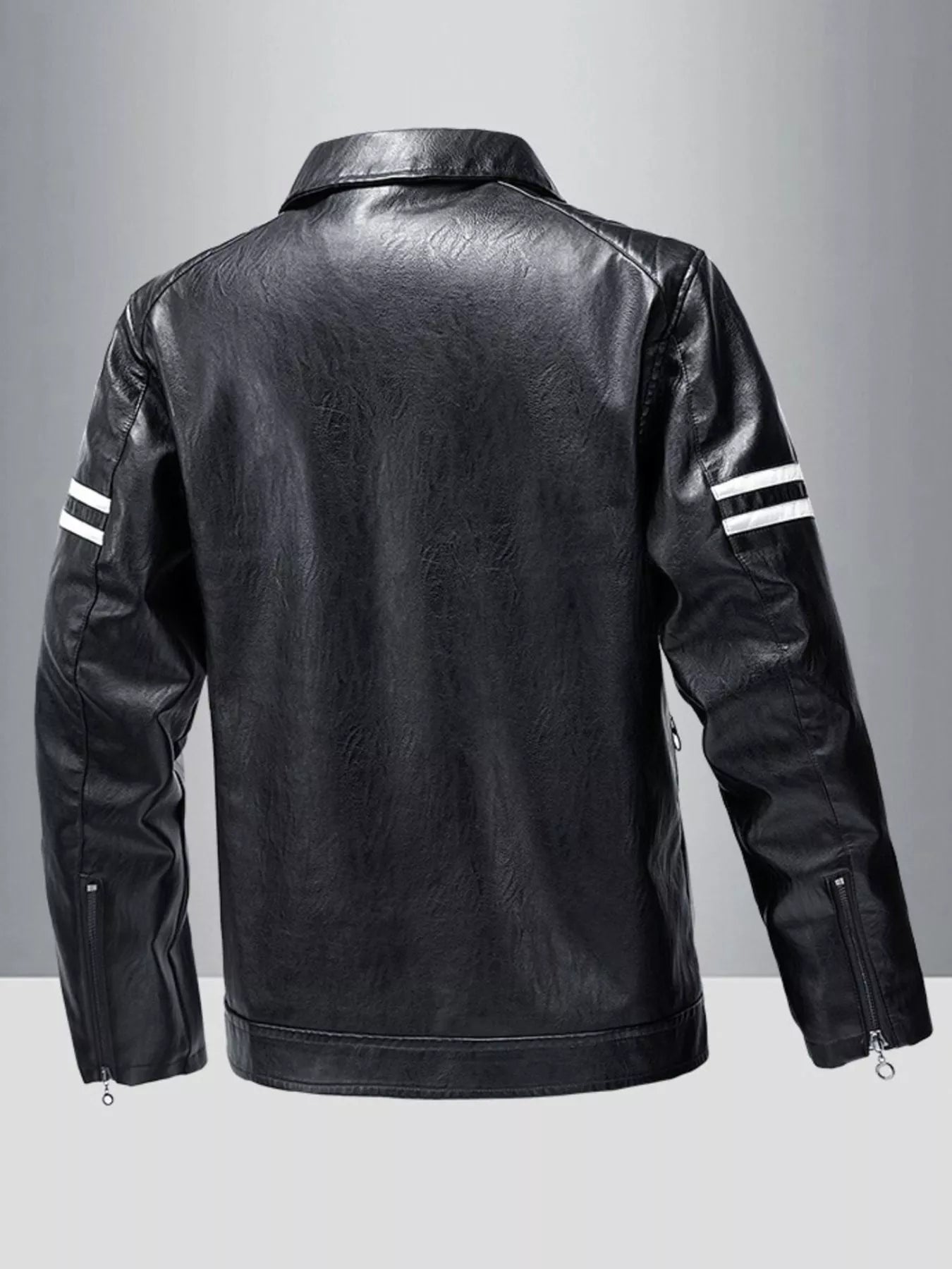 Men's Plus Size Zip Up Leather Motorcycle Jacket - Farnelli
