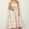 VERY J Striped Woven Smocked Midi Cami Dress - PINKCOMBO