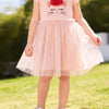 Children's Ruffled Sleeve Tulle Dress - Pale Blush