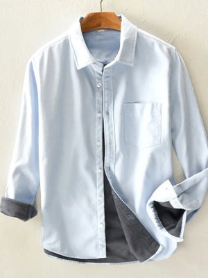 Men's Plus Size Casual Fleece Lined Button Up Shirt - Farnelli