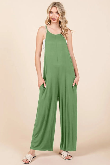 Culture Code Full Size Sleeveless Wide Leg Jumpsuit with Pockets - Farnelli