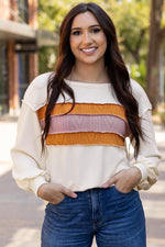 Ember Exposed Seam Knit Patchwork Top - Farnelli