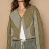 POL Quilted Knit Viding Detail Knit Patch Jacket - Olive