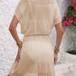 Openwork V-Neck Short Sleeve Cover-Up Dress - Farnelli