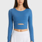 Millennia Cutout Long Sleeve Cropped Sports Top - Farnelli