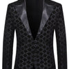 Men's Sequin One Button Blazer - Black