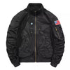 Men's Plus Size Zip Up Bomber Jacket - Black