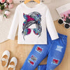 Children's Graphic Long Sleeve Top and Pants Set - White