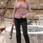 Cora Square Neck Ribbed Fit Long Sleeve Top - Farnelli