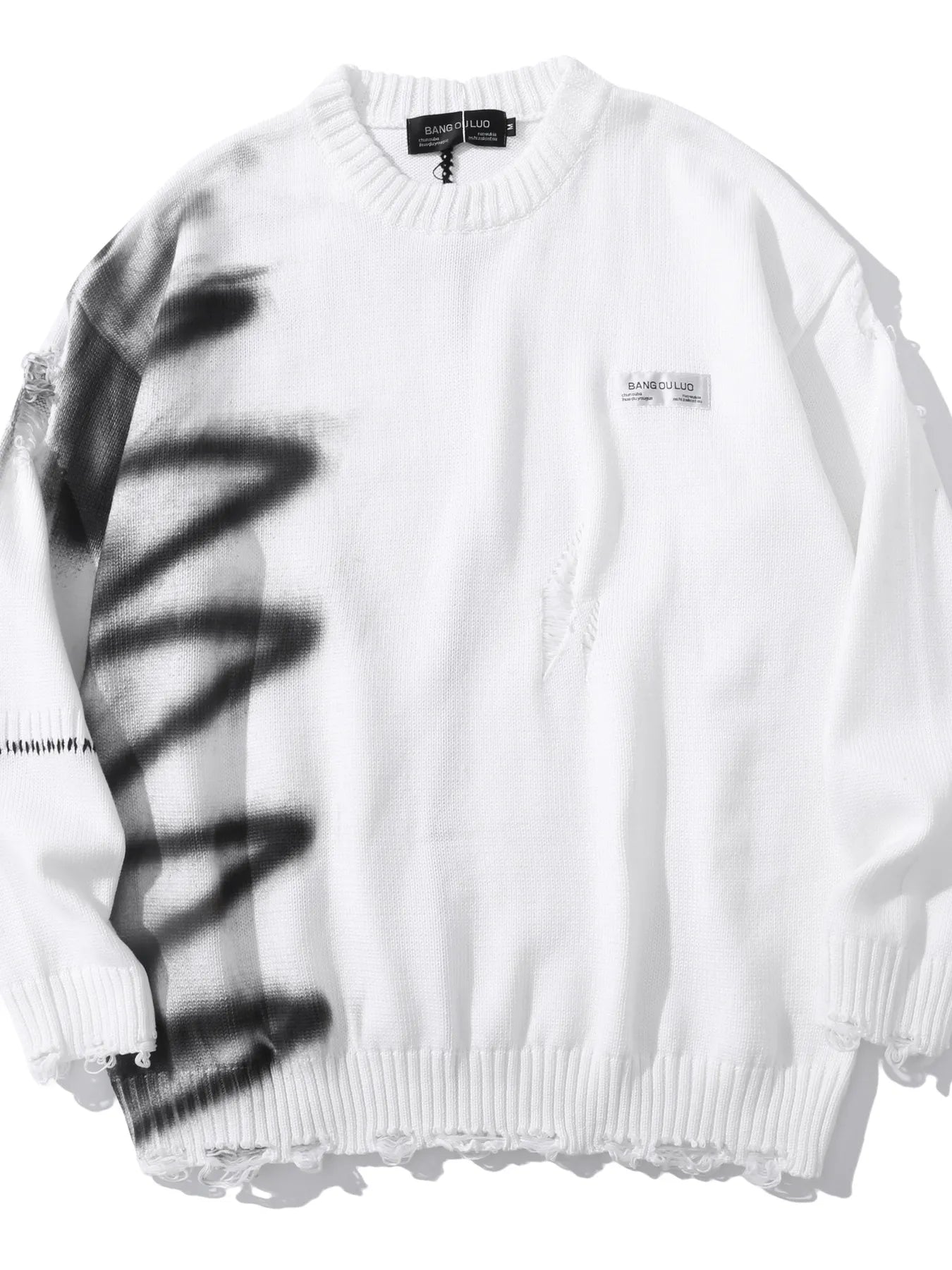 Men's Distressed Oversized Knit Sweater - Farnelli