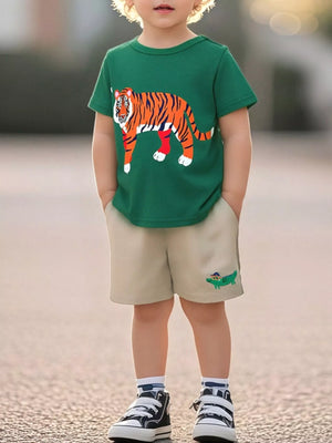 Children's Tiger Graphic Crew Neck T-Shirt - Farnelli