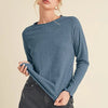 Aemi + Co Lettuce Hemline Round Neck Raglan Sleeve T-Shirt - French Blue