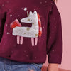 Children's Unicorn Round Neck Sweatshirt - Burgundy